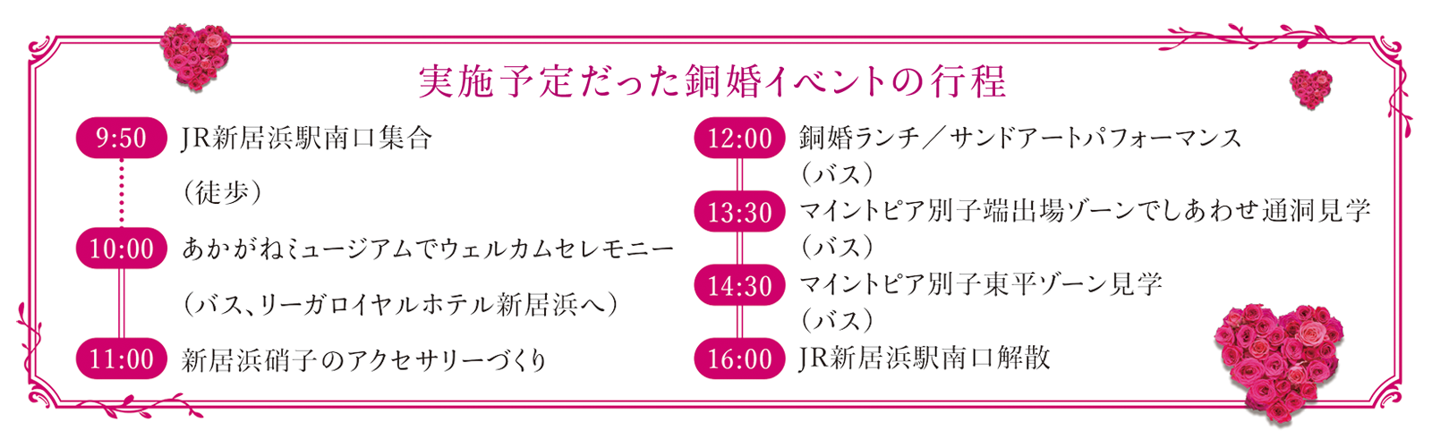 銅婚イベントの行程