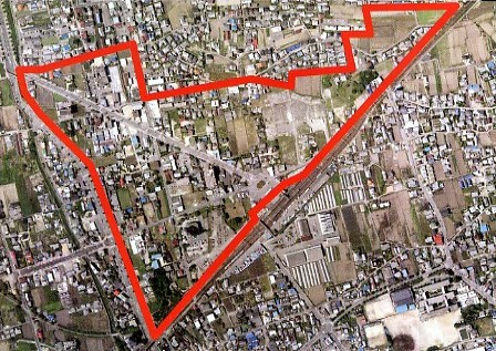 平成14年5月13日に撮影した駅周辺の航空写真です