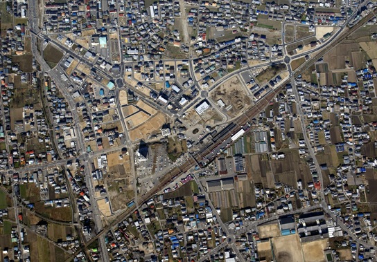 平成20年2月8日に撮影した駅周辺の航空写真です