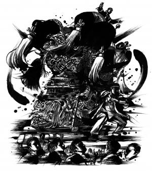 太鼓の墨絵