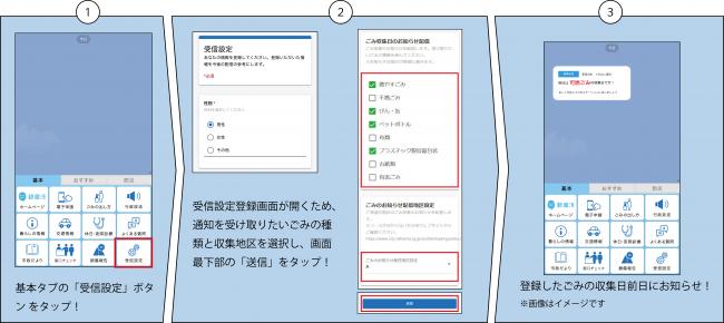 ごみ収集日お知らせ利用方法画像