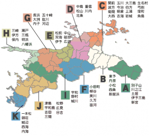 愛媛県合併基本パターン図