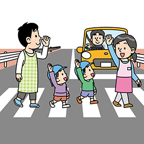 横断歩道を渡る歩行者