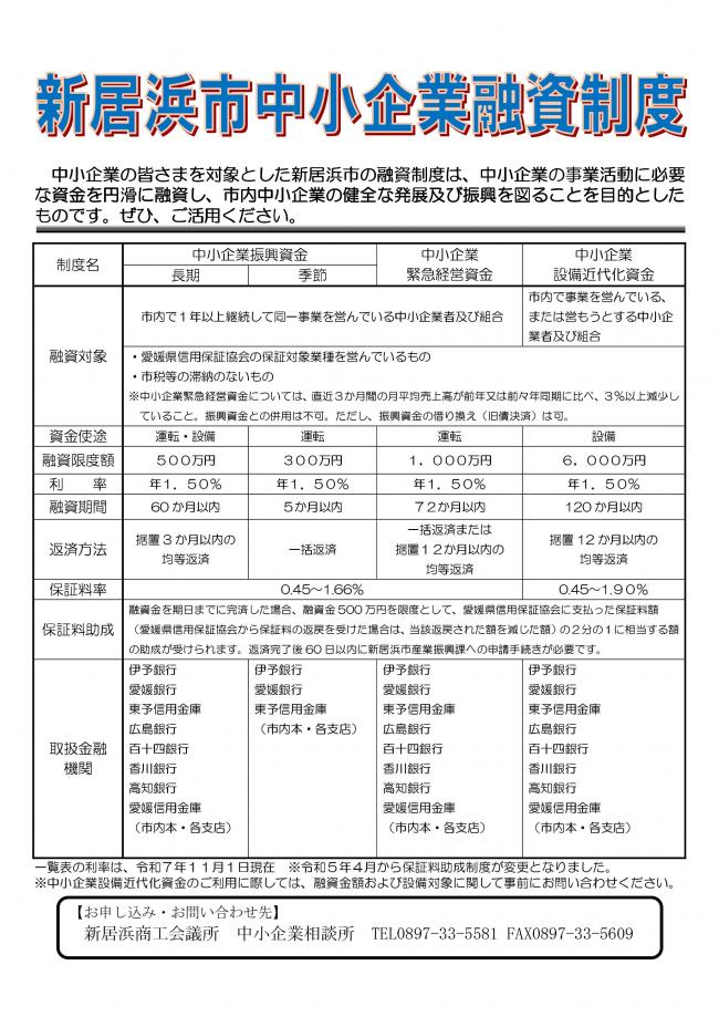 融資制度チラシ